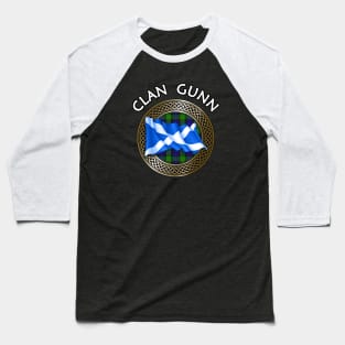 Clan Gunn Crest & Tartan Knot Baseball T-Shirt